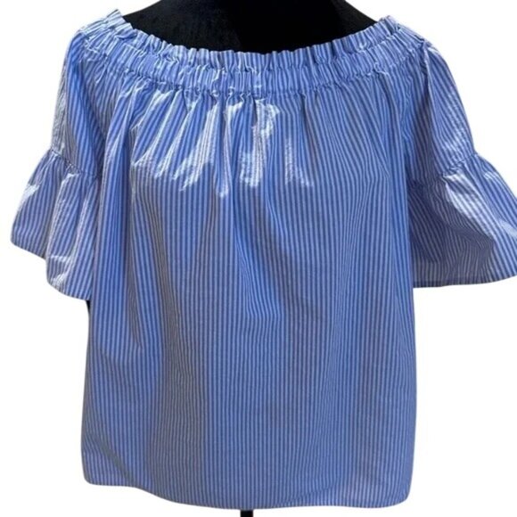 Kate Spade Broome Street Stripe Off the Shoulder Blouse - Picture 5 of 8